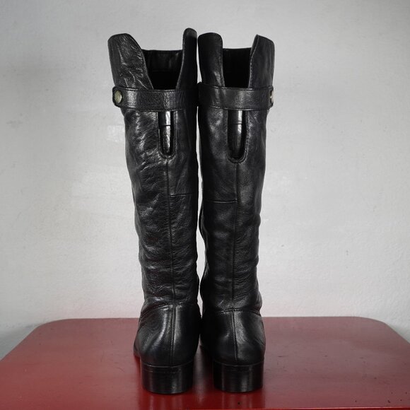 Women's Aldo Black Leather Knee High Low Heel Riding Fashion Boots 10 - Picture 7 of 11